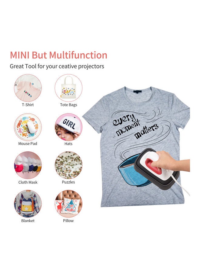 Generic - Mini Heat Press T-Shirt Printing Iron Machine Black/White/Red - Image 1