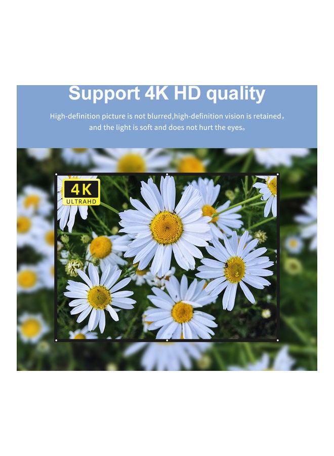 Generic Full HD Projector Screen With Hook Set White/Black  - Image 5