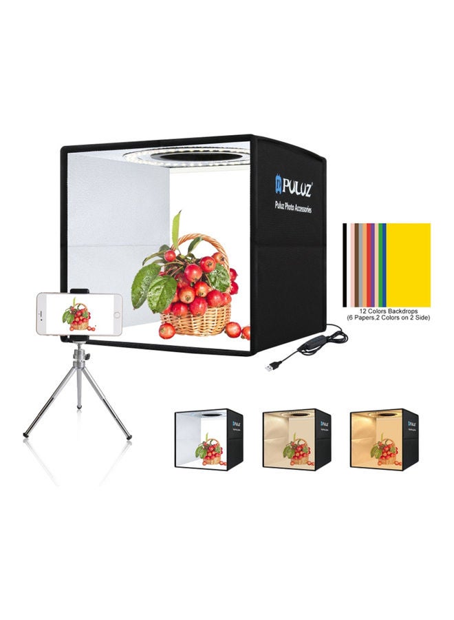 PULUZ - 13-Piece Portable Photography Light Box And Backdrop Set Black - Image 1