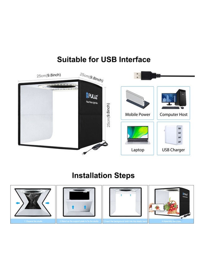PULUZ - 13-Piece Portable Photography Light Box And Backdrop Set Black - Image 1