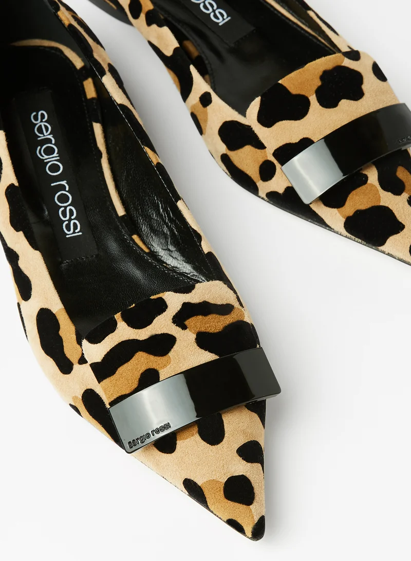 سيرجيو روسي SR1 Leopard Print Ballerinas Brown