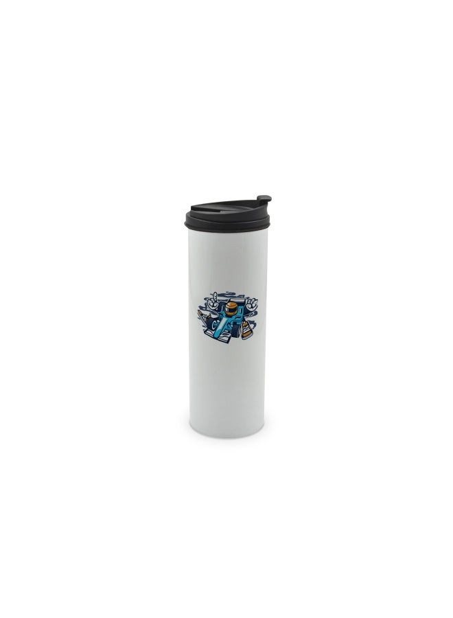 LIT Racing Car Printed Stainless Steel Water Tumbler with Lid Multicolour 400ml - Image 1