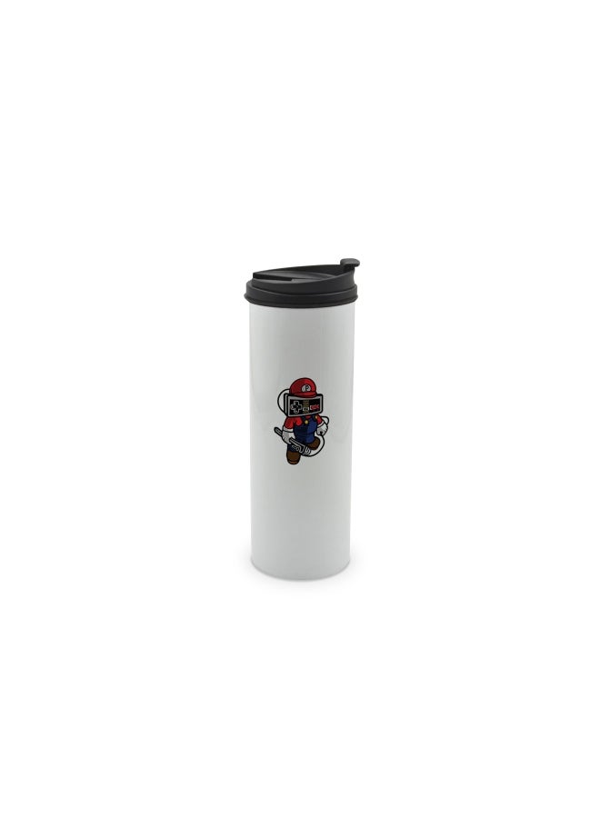LIT Mario Printed Stainless Steel Water Tumbler with Lid Multicolour 400ml - Image 1