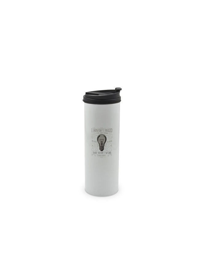 LIT Thomas Edison Quote With Light Bulb Printed Stainless Steel Water Tumbler with Lid Multicolour 400ml - Image 1