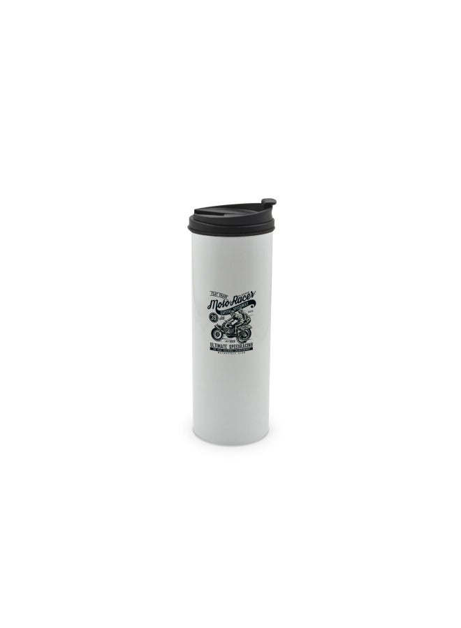 LIT Double Wall Stainless Steel Tumbler with Lid White/Black - Image 1