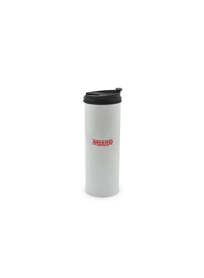 LIT Double Wall Stainless Steel Tumbler with Lid White/Red - Image 1