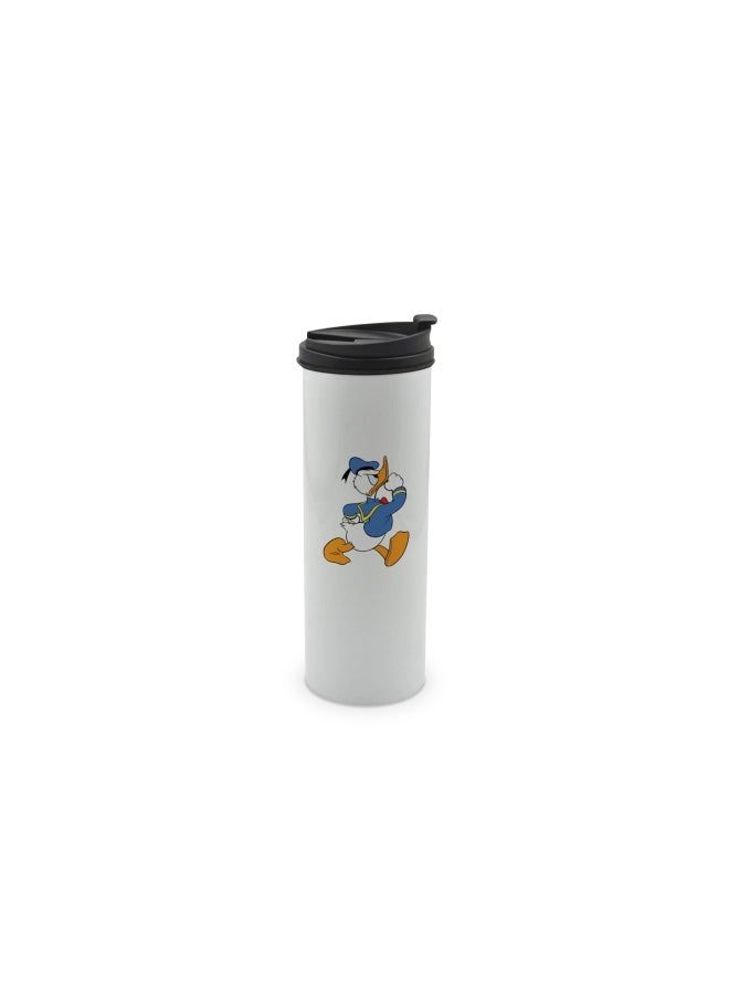 LIT Donald Duck Printed Stainless Steel Water Tumbler with Lid Multicolour 400ml - Image 1