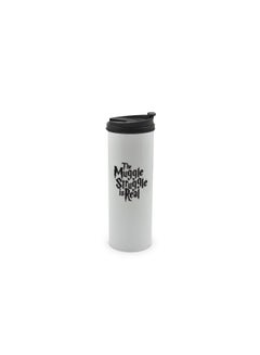 LIT Harry Potter Quote Printed Stainless Steel Water Tumbler with Lid White/Black 400ml  - Image 1