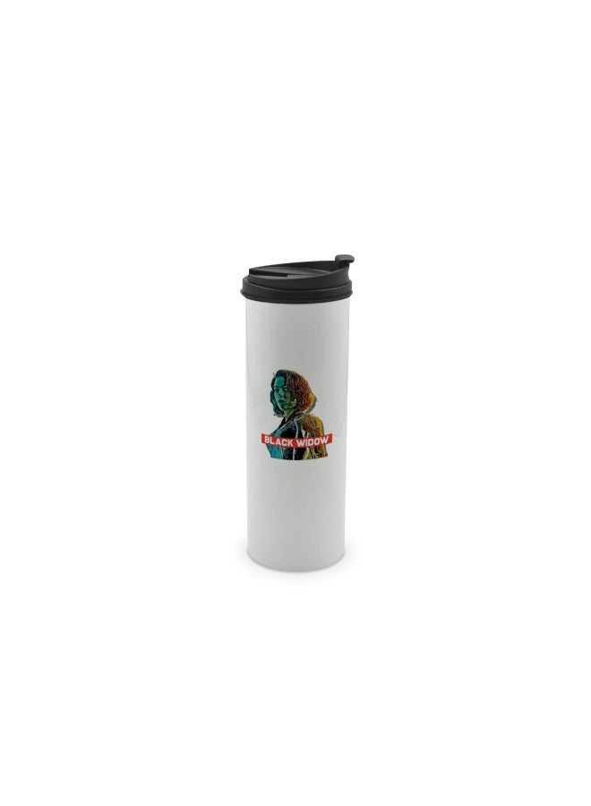 LIT Black Widow Printed Stainless Steel Water Tumbler with Lid Multicolour 400ml  - Image 1