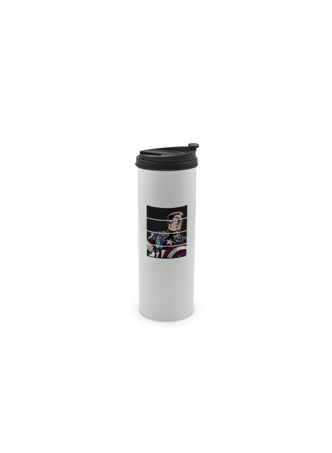 LIT Captain America Printed Stainless Steel Water Tumbler with Lid Multicolour 400ml  - Image 1