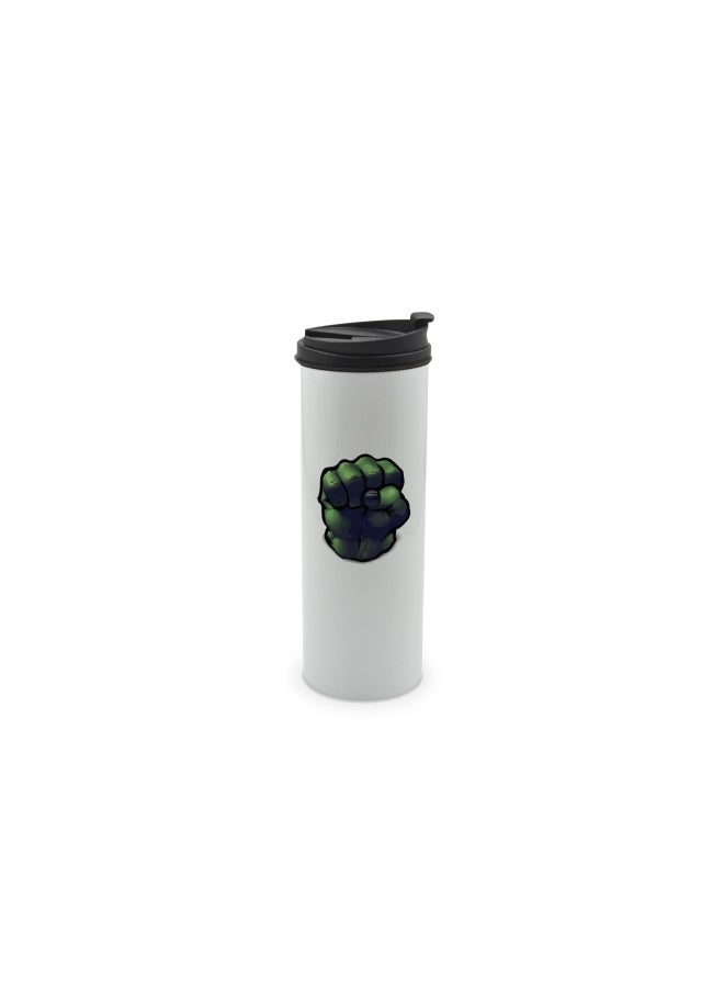 LIT Hulk Punch Printed Stainless Steel Water Tumbler with Lid Multicolour 400ml  - Image 1