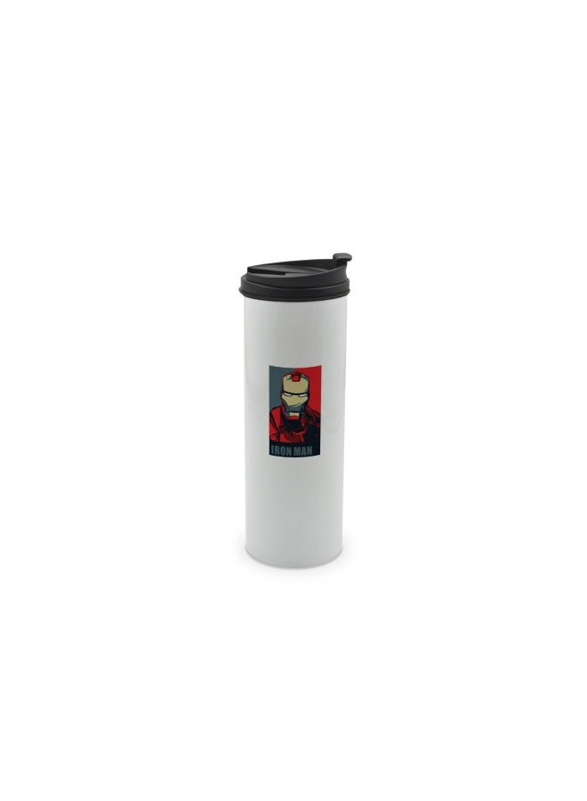 LIT Iron Man Printed Stainless Steel Water Tumbler with Lid Multicolour 400ml - Image 1
