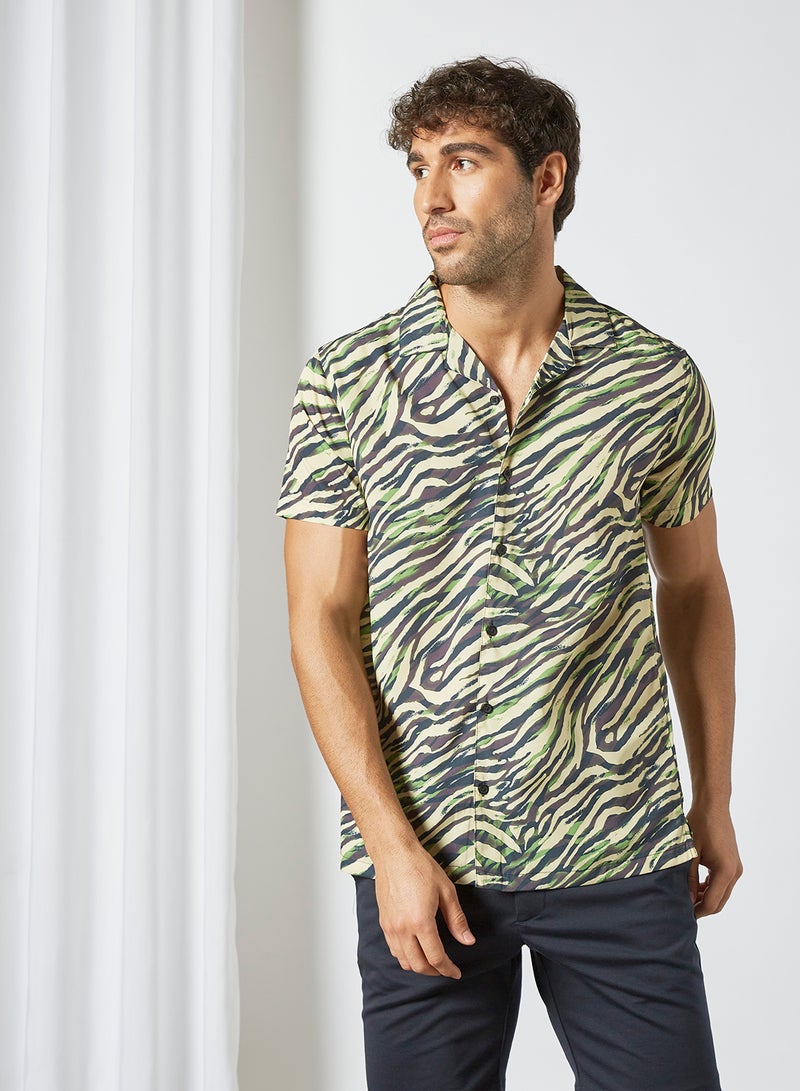STATE 8 - Animal Print Short Sleeve Shirt Multicolour - Image 1