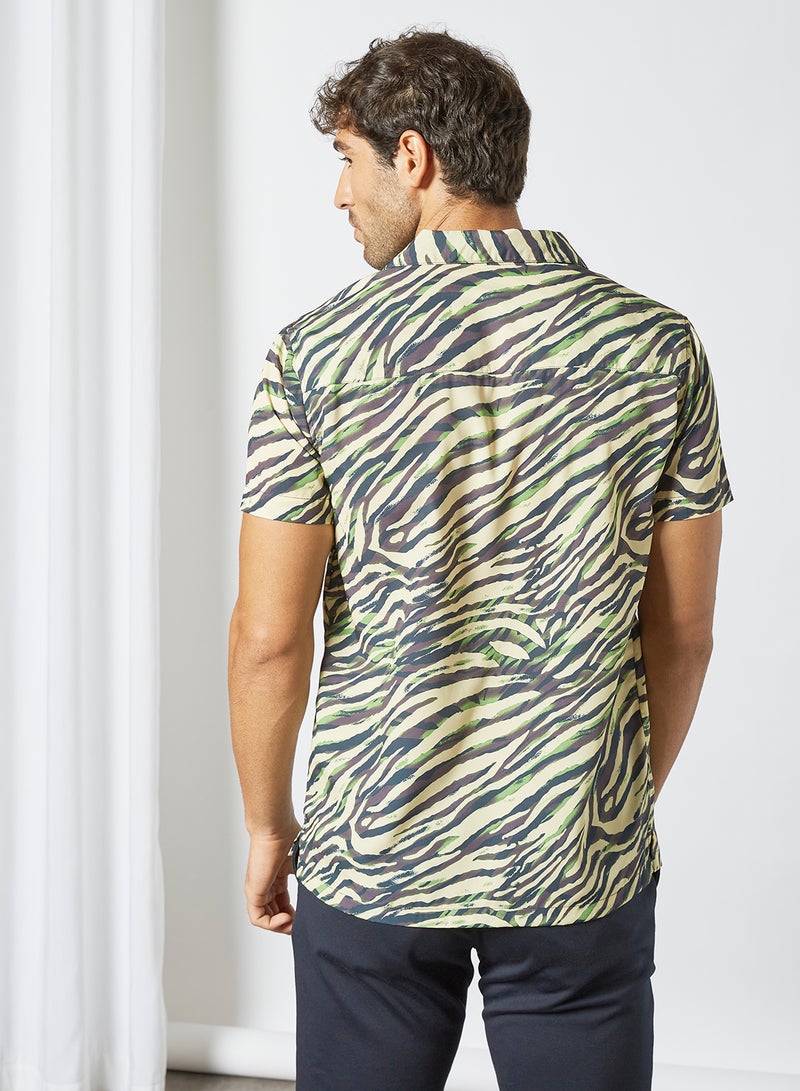 STATE 8 - Animal Print Short Sleeve Shirt Multicolour - Image 1