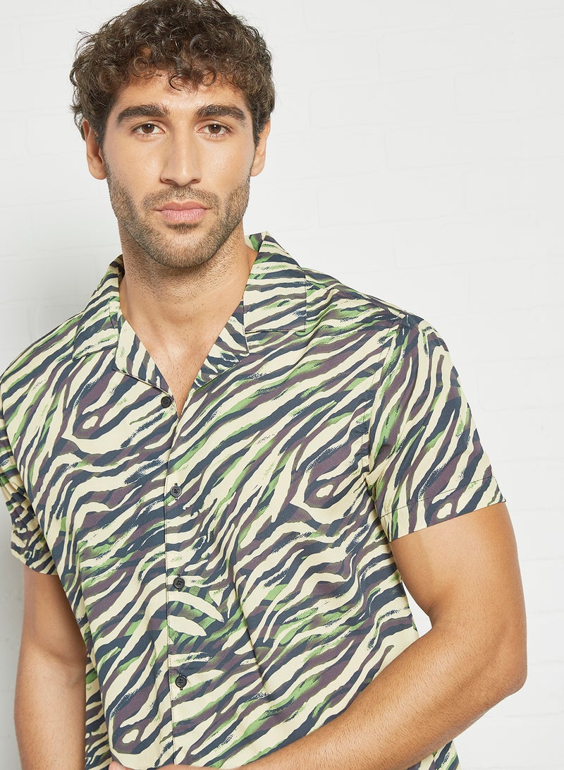 STATE 8 - Animal Print Short Sleeve Shirt Multicolour - Image 1
