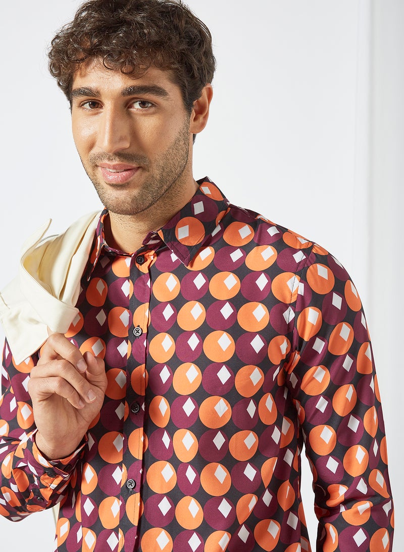 STATE 8 - Geometrical Print Shirt Red - Image 1