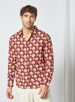 Geometrical Print Shirt Red