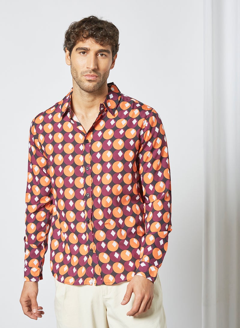 STATE 8 - Geometrical Print Shirt Red - Image 1