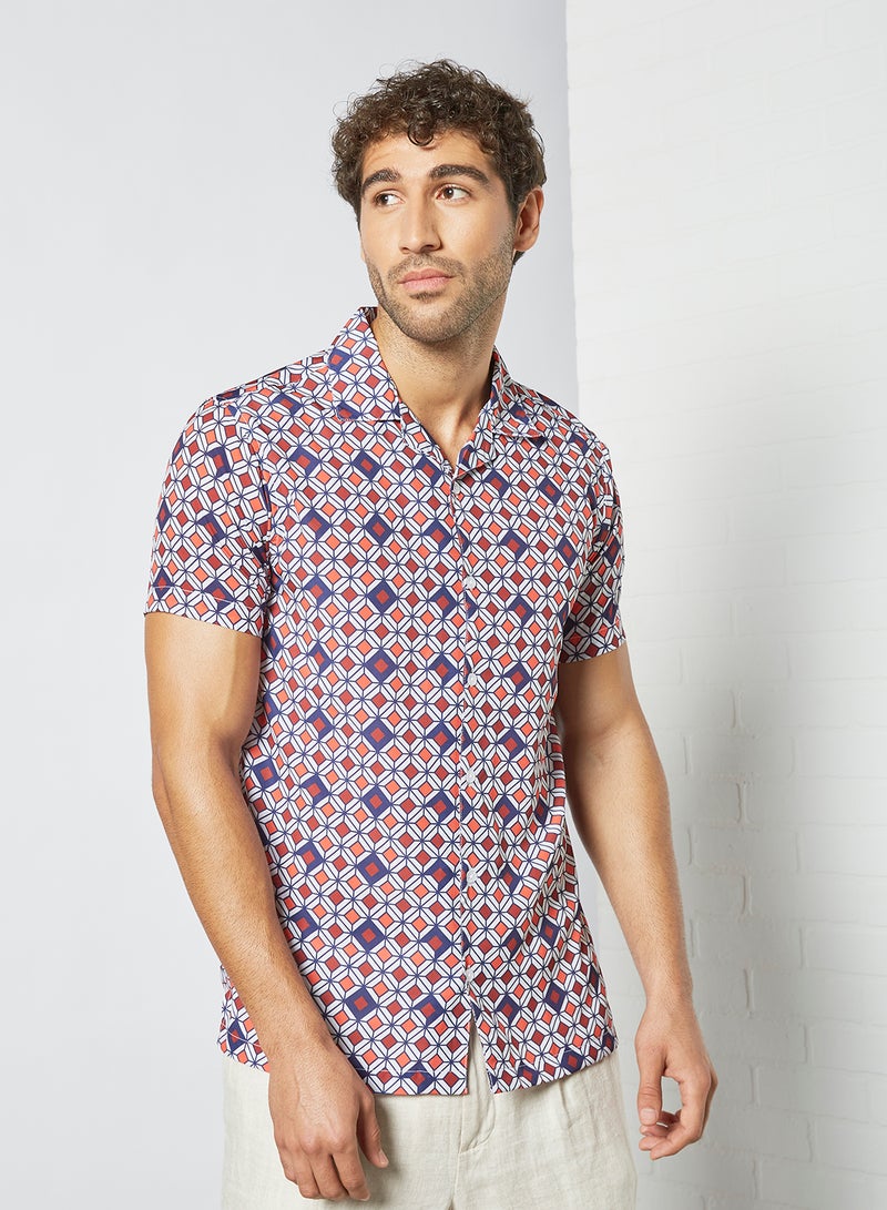 STATE 8 Geometrical Print Shirt Blue  - Image 1