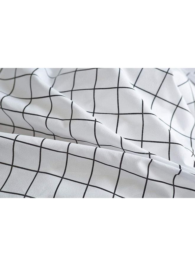 ZENHOME 4-Piece Checked Bedding Set Cotton Grey/Black Duvet Cover 150x200 cm, Bed Sheet 200x230 cm, Pillow Cover 48x74cmcm  - Image 3