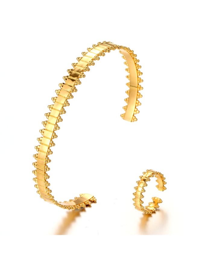 Open Bracelet Ring Personalized Geometric Shape Fashion Jewellery Set - Image 1