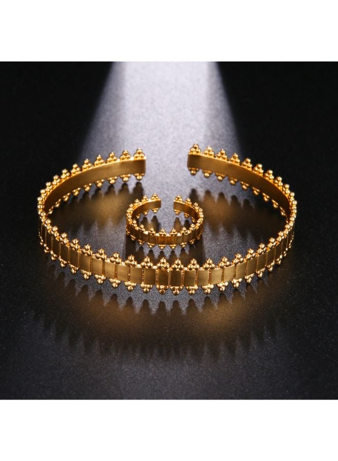 Open Bracelet Ring Personalized Geometric Shape Fashion Jewellery Set - Image 3