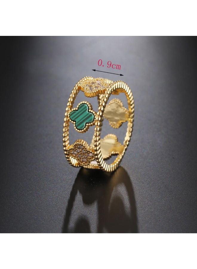 Generic - Natural Shell Four Leaf 3A Zircon High Quality Classic Ring - Image 1