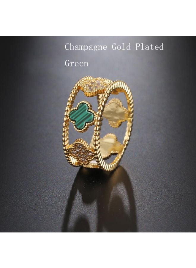 Generic - Natural Shell Four Leaf 3A Zircon High Quality Classic Ring - Image 1