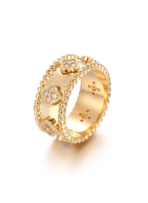 Four Leaf Clover Ring 3A Zircon High Quality Kaleidoscope Ring