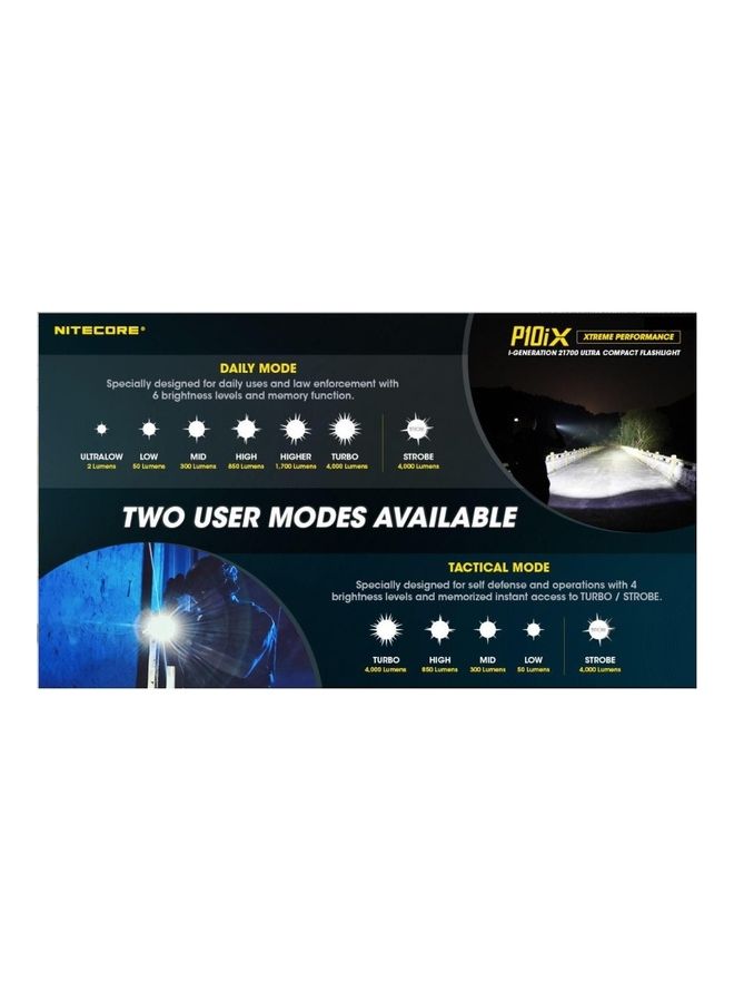 NITECORE - P10iX USB-C Rechargeable Flashlight, 4000 Lumen, Upgrade of P10i, Include Tactical Holster & 5000mAh 21700 Battery - Image 1