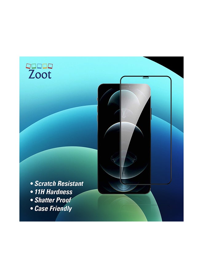 زوت لاصقة حماية للشاشة من الزجاج المقوى 5D لهاتف آيفون 12 أسود - Image 2