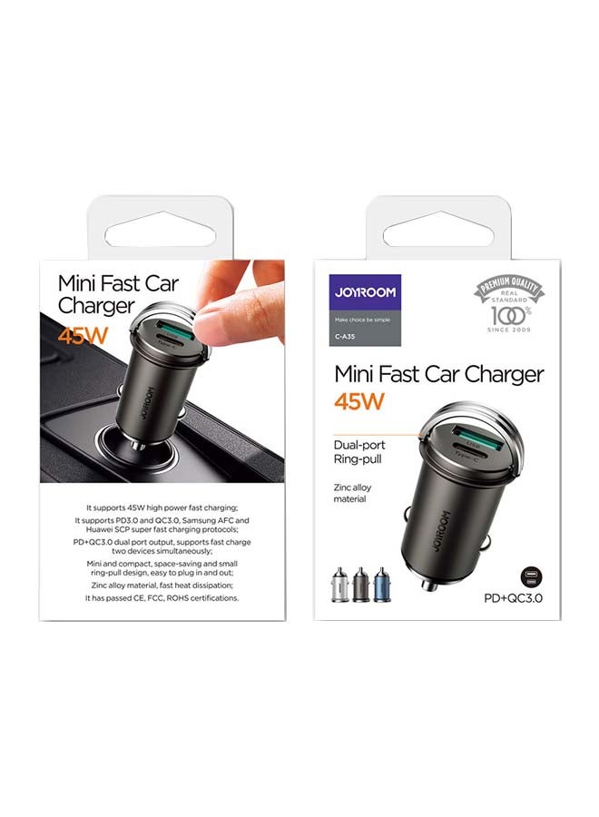 جوي روم - شاحن سيارة ثنائي فائق السرعة بمنفذي USB Type-C بتقنية PD بقدرة 45 وات تارنش - Image 1