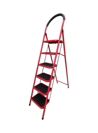 6 Step Ladder With Tool Platform Red/Black 70 x 43 x 195cm - v1629619774/N50305008A_1