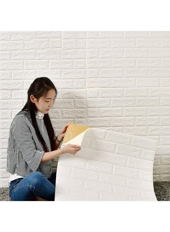 1-Piece 3D Wall Tile Pattern Self-adhesive Anti-collision Waterproof Wall Sticker White