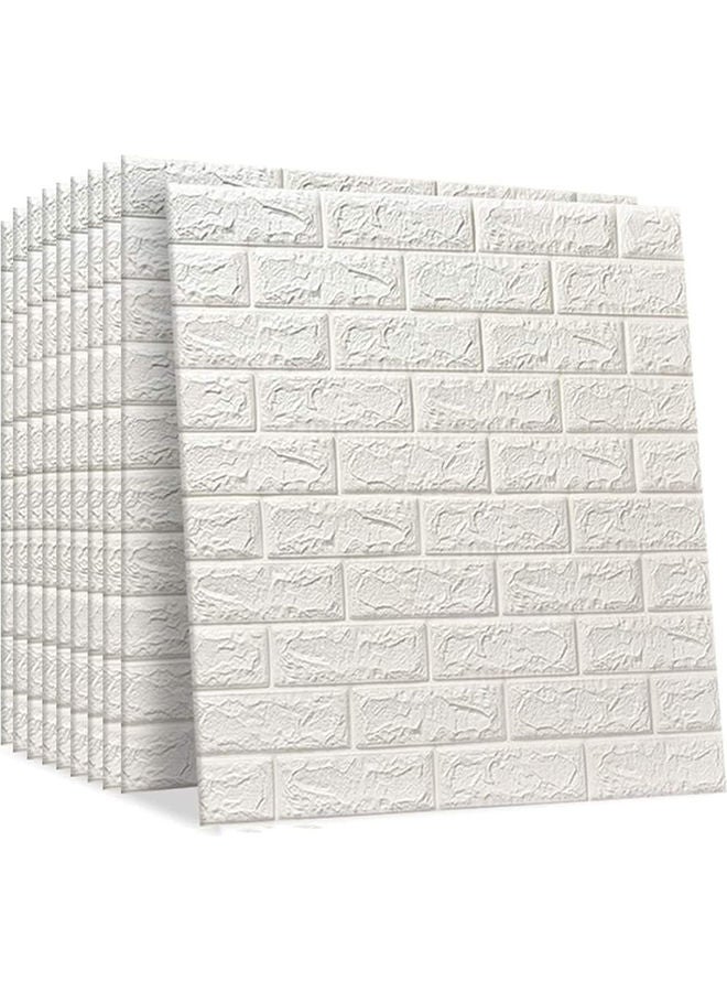 LINGWEI 5-Piece 3D Wall Tile Pattern Self-adhesive Anti-collision Waterproof Wall Sticker White  - Image 1