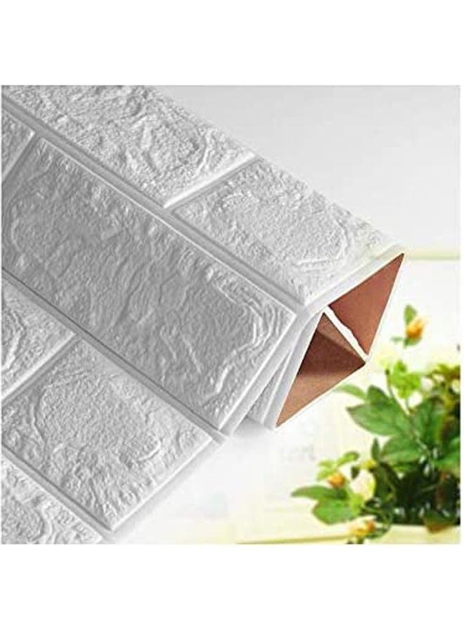 LINGWEI 5-Piece 3D Wall Tile Pattern Self-adhesive Anti-collision Waterproof Wall Sticker White  - Image 2