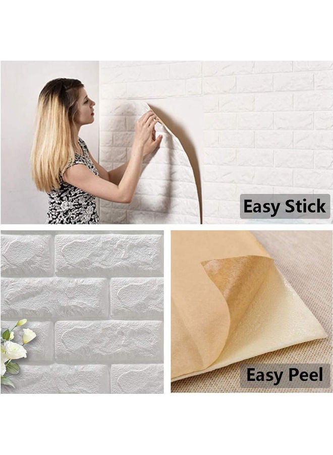 LINGWEI 5-Piece 3D Wall Tile Pattern Self-adhesive Anti-collision Waterproof Wall Sticker White  - Image 3