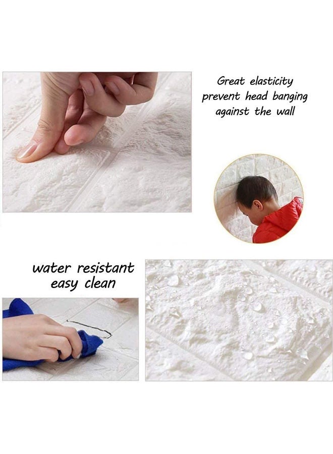 LINGWEI 5-Piece 3D Wall Tile Pattern Self-adhesive Anti-collision Waterproof Wall Sticker White  - Image 4