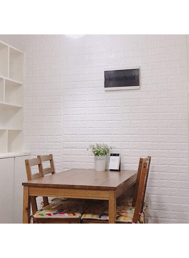 LINGWEI 5-Piece 3D Wall Tile Pattern Self-adhesive Anti-collision Waterproof Wall Sticker White  - Image 5
