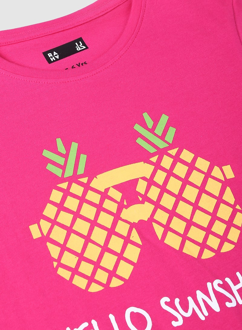 RAHA Girls Trendy Comfortable Cloth Set White/Pink/Black - Image 4