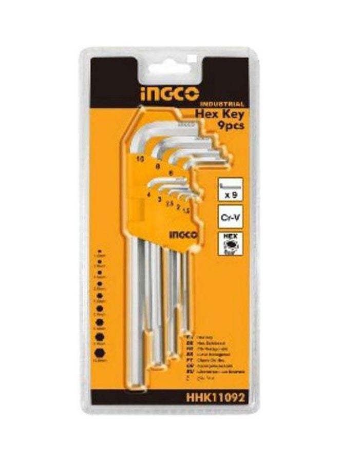 INGCO Hhk11092- Hex Key 9 Pcs Yellow 460grams 