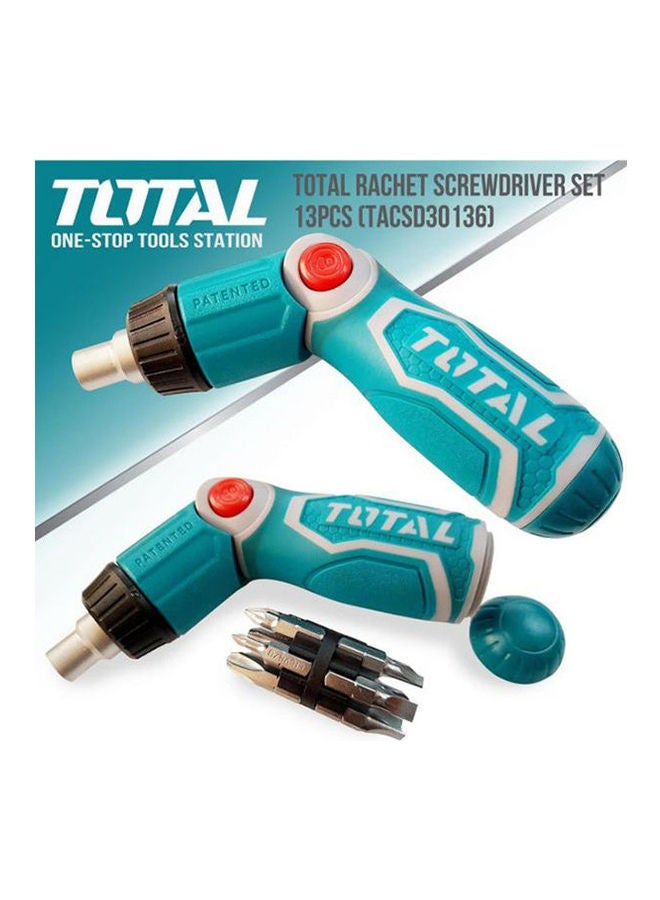 TOTAL Tools 13 In 1 Ratchet Screwdriver Set Blue - Image 1