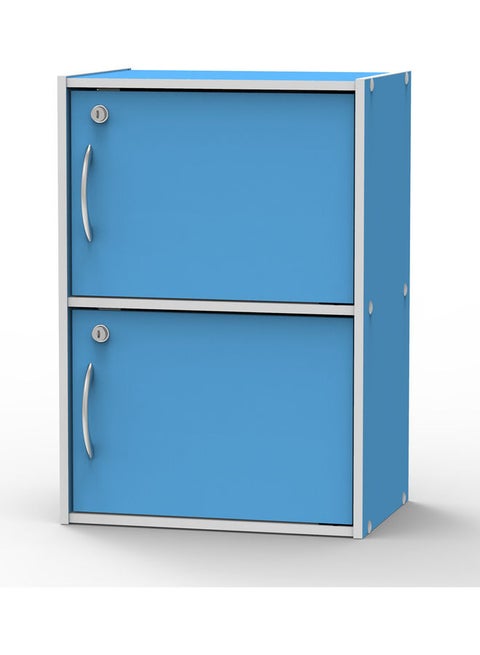 2-Tier Storage Cabinet with Lock Blue