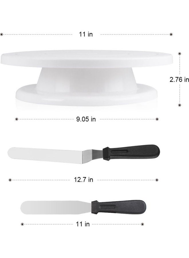 6-Piece Rotating Cake Stand with Decorating Supplies White/Silver - Image 2