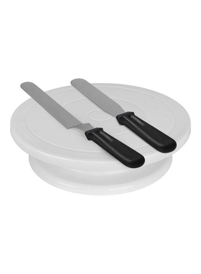 6-Piece Rotating Cake Stand with Decorating Supplies White/Silver - Image 5