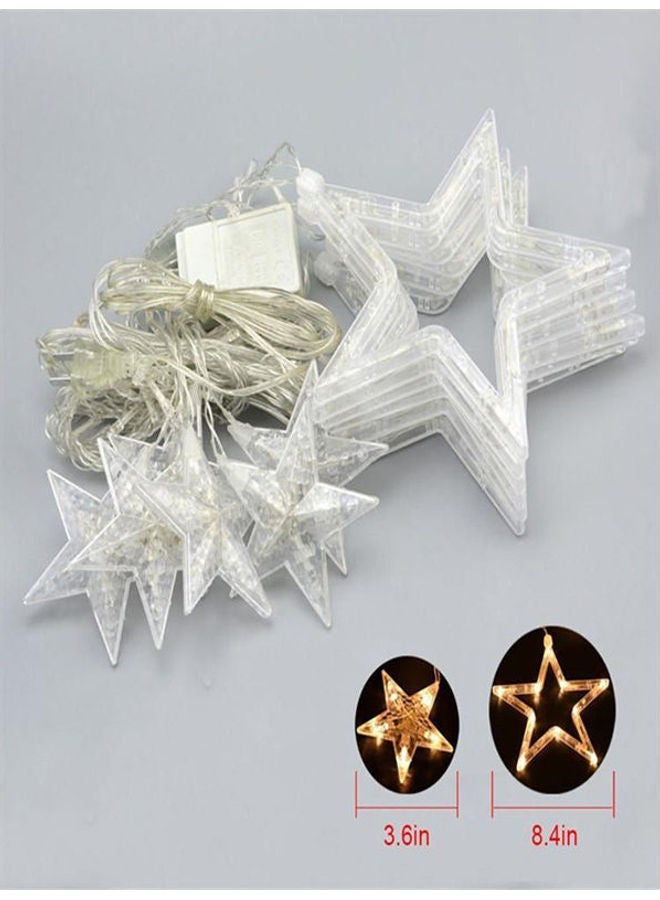 2.5M Led String Lights Fairy Five Pointed Star Shape Curtain Lights Ramadan Gift Curtain String Lights Gold-White 400grams  - Image 2