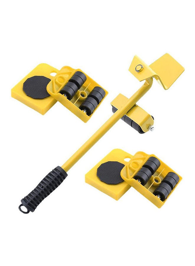 Furniture Mover Tool Set Furniture Transport Lifter Heavy Stuffs Moving Tool 4 Wheeled Mover Roller And 1 Wheel Bar Hand Tools Set Yellow 10x10x35cm  - Image 1
