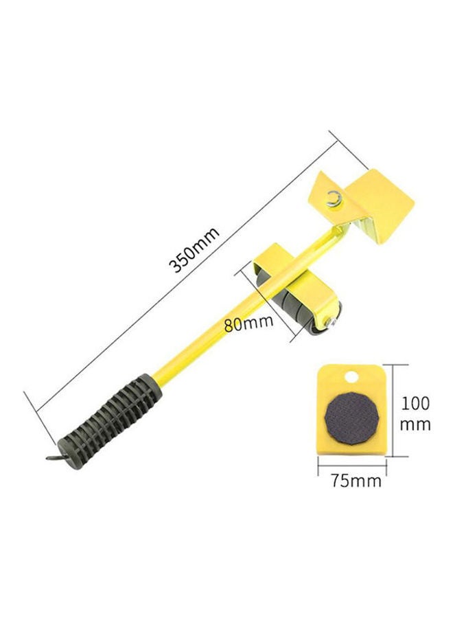 Furniture Mover Tool Set Furniture Transport Lifter Heavy Stuffs Moving Tool 4 Wheeled Mover Roller And 1 Wheel Bar Hand Tools Set Yellow 10x10x35cm  - Image 2