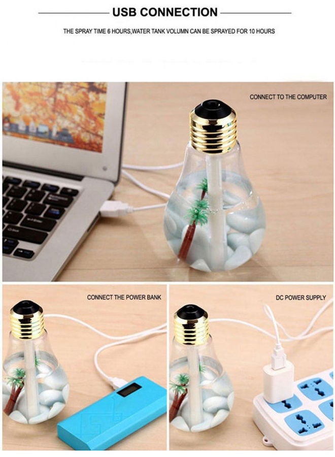 Generic - 400Ml Bulb Humidifier 10 And Hours Use Colorful Usb Mini Desktop Led Night Lights Automatic Shut-Off Clear 122grams - Image 1