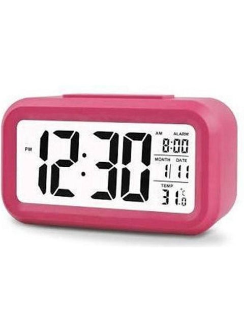 Digital Desk Clock Alarm Large Screen And Light Switch And Temperature Pink 176grams